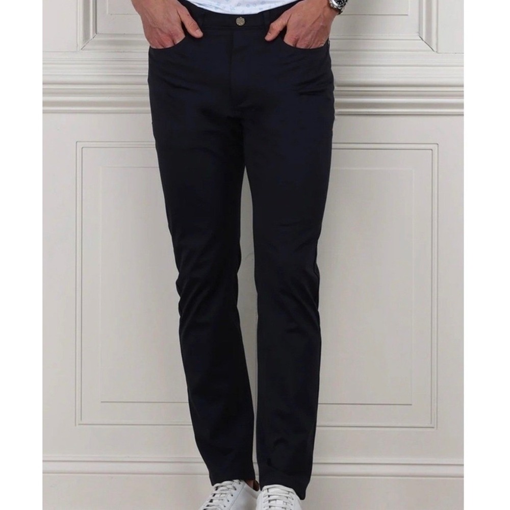 Collars & Co Mens CEO Tech Pull-On Pants Navy Blue Stretch Golf Trousers W32 L30
